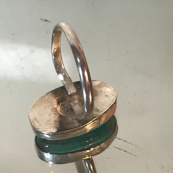 Genuine Turquoise Ring Size 13 Solid Sterling Silver Mountain Pilot 925 Handmade - Picture 6 of 8
